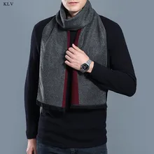 KLV модный мужской зимний Одноцветный шарф с кисточками из пашмины, шерстяная прядильная теплая обертка, 9 цветов, мягкая деловая