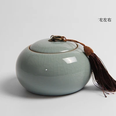 Longquan Celadon чайная коробка, чайная банка, керамическая фарфоровая чайная банка, керамическая чайная бочка, герметичный резервуар для хранения чая caddy - Цвет: F Big