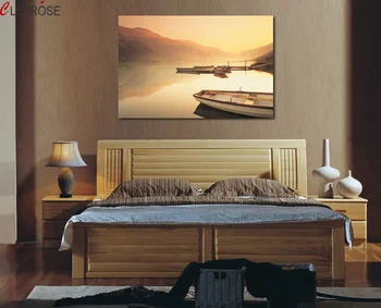 

CLSTROSE Painting One Piece Canvas Wall Art Decorations Bed Room Headboard Painting Sailing Ships Sunset Pictures Print Posters