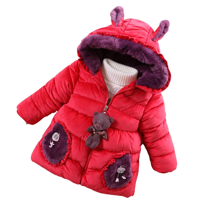 

2018 Girls Winter Coats Little doll Girls Parkas Hooded coats Baby Girl Outerwear Gold velvet fabric Girls Winter Jackets 1-6Y
