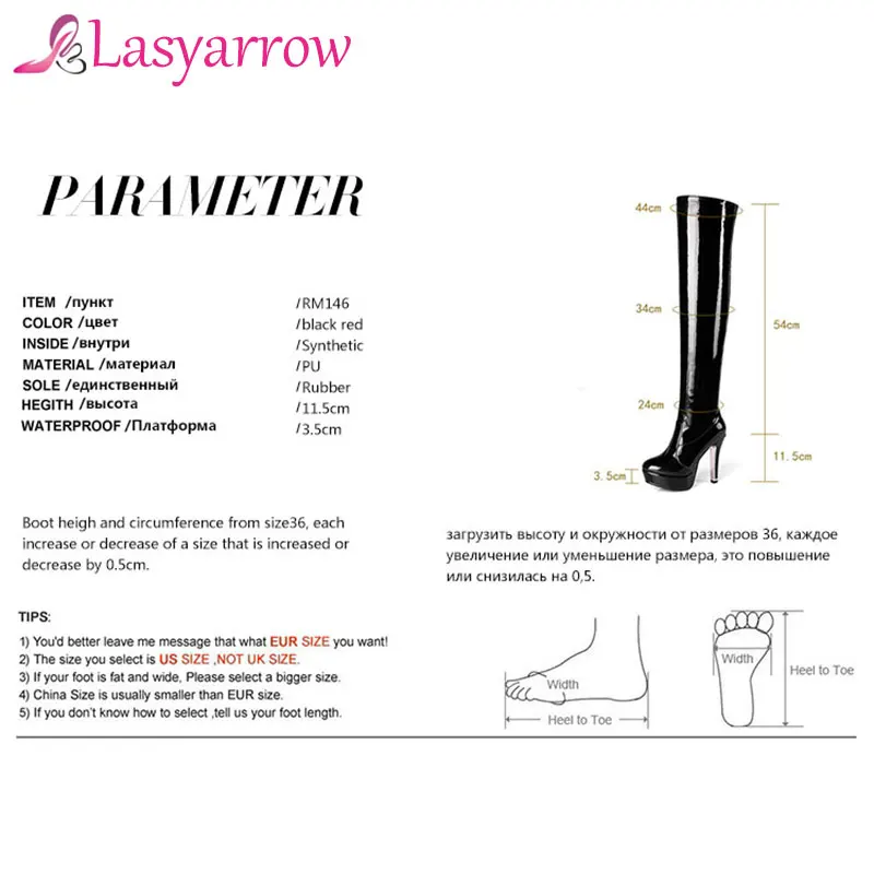 Lasyarrow Wedding Shoes Plus Size 34-48 Women Boots Patent Leather Over the Knee Boots for Women High Heels Long Dancing