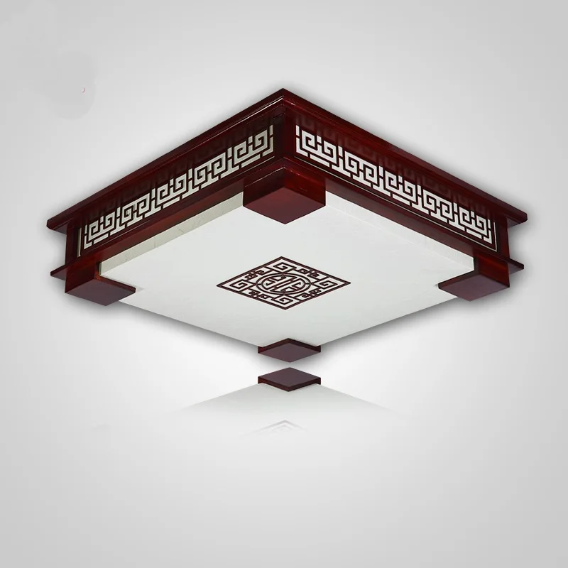 

Lighting rectangular Chinese style Wooden ceiling lamps LED bedroom living room lights sheepskin lamp ceiling lamps ZS78