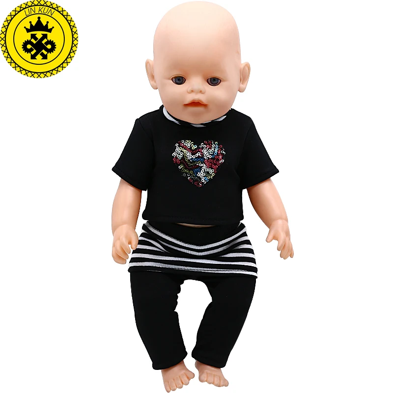 Детская кукла одежда черная футболка+ черные брюки костюм подходит 43 см кукла аксессуары 423