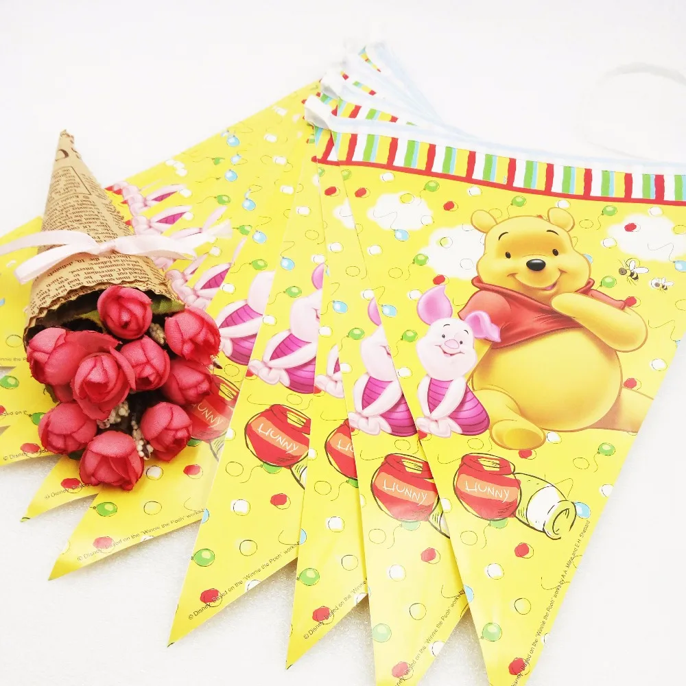 

1pcs/set Party supplies Winnie the Pooh Theme Party Kids Birthday Party Decoration Paper Banner Bunting Pennant Supplies