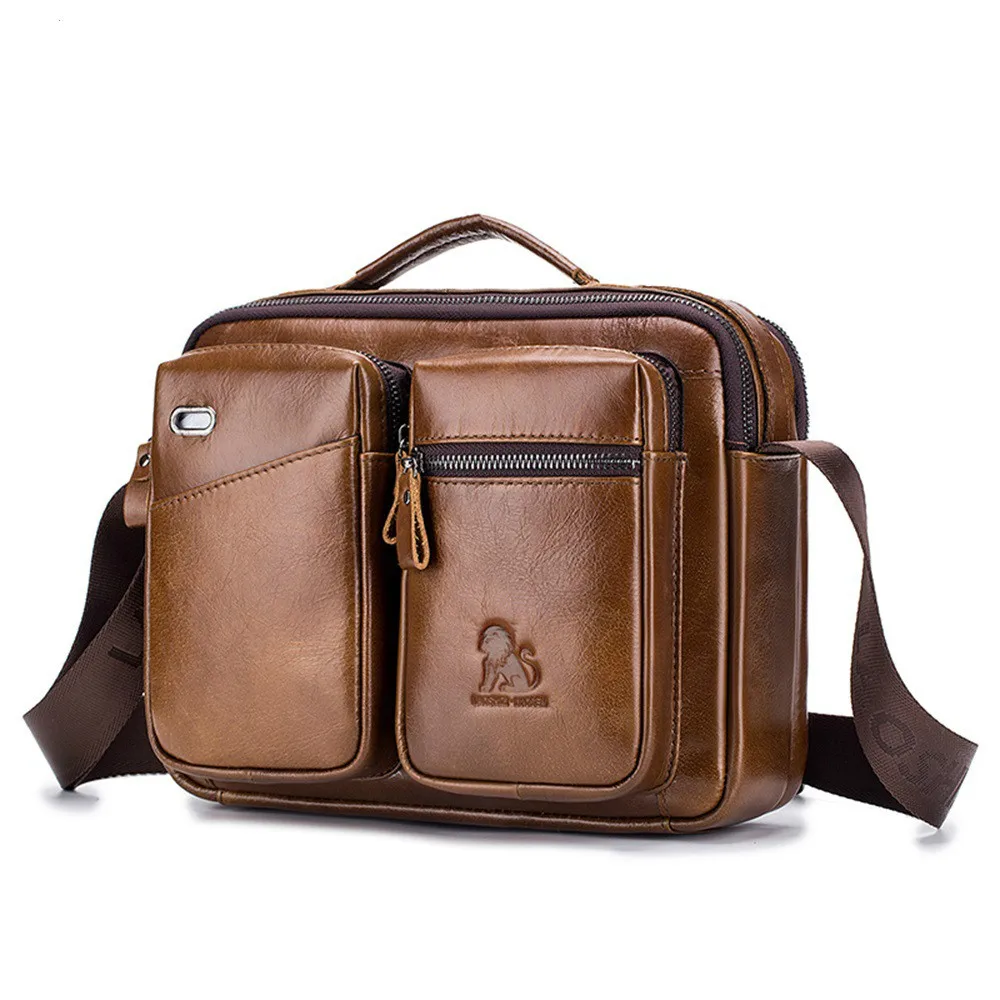 

Brand New Men Crossbody Bag Genuine Leather Men's Handbag Male Shoulder Bags Cowhide Mesenger Bag Handle Pack