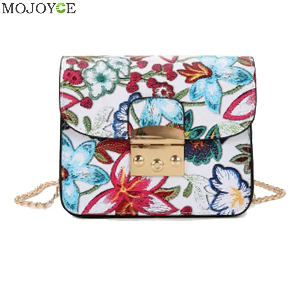 Flower Printed Women Leather Handbags Mini Chain Bag PU Shoulder Crossbody Bag Women Mssenger Bags Small Handbag Mini Bolsas