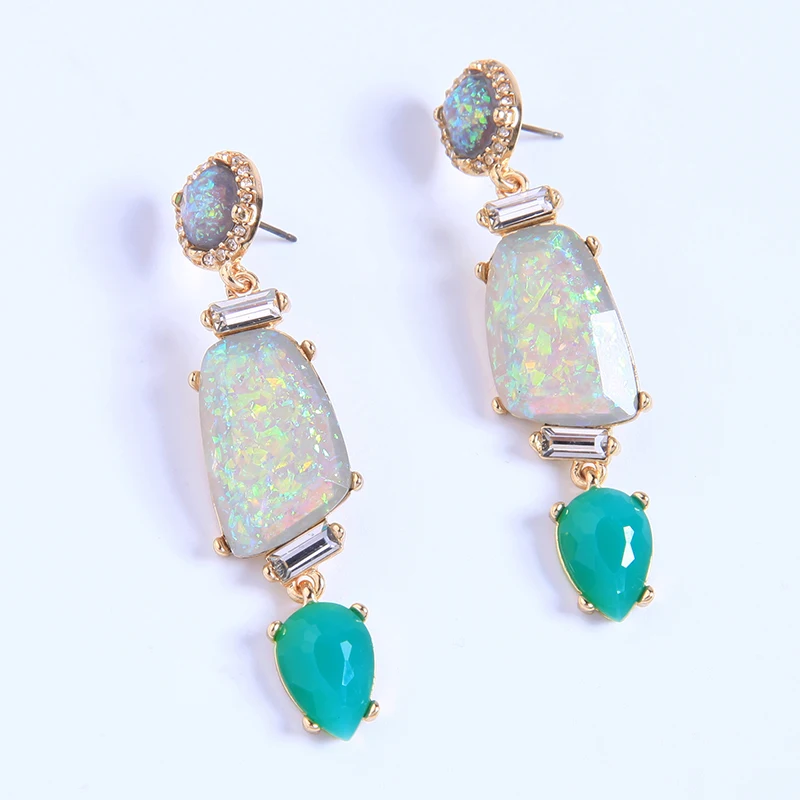 KISS ME Chic Green Water Drop Resin Crystal Drop Earrings New Design Women Statement Earrings Luxury Jewelry