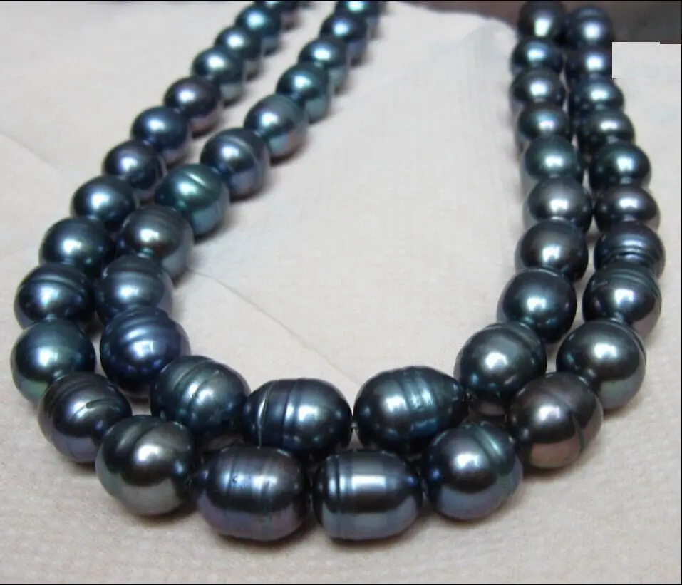 

Free Shipping >>> 11- 13MM NATURAL SOUTH SEA GREEN BLACK PEARL NECKLACE 14K YELLOW GOLDEN CLASP