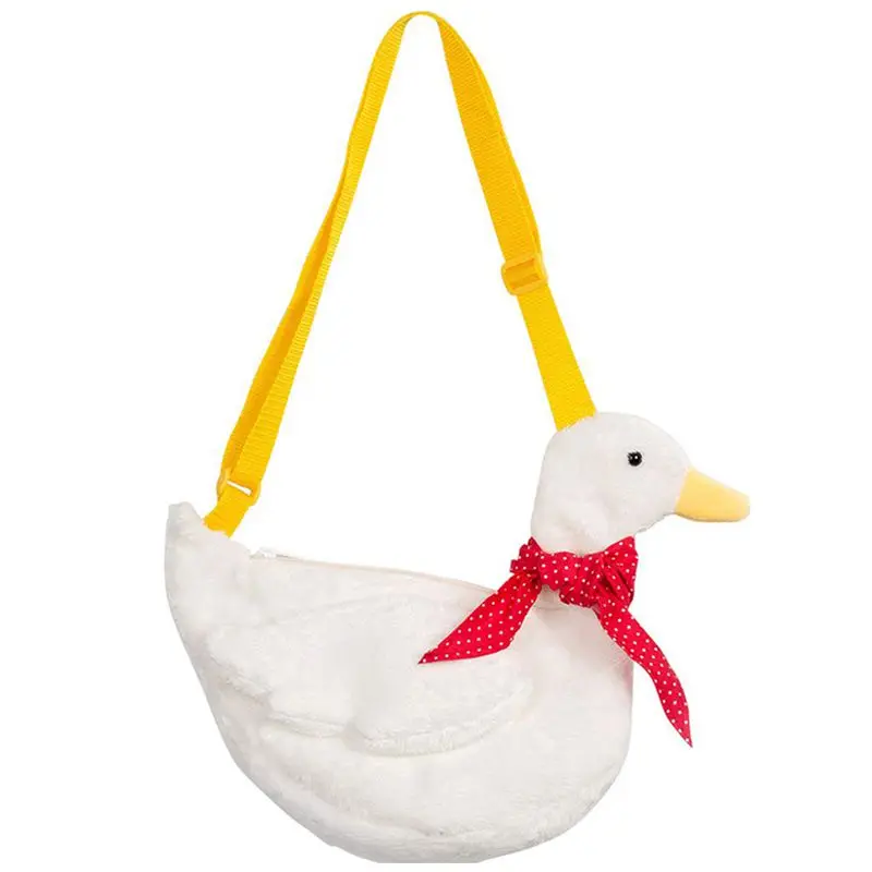 

Women Faux Fur Duck Bag Scarves Zipper Adjustable Strap Crossbody Bag Casual Mini Shoulder Bag