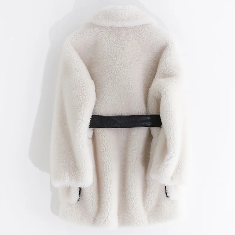Шерстяная куртка, пальто с натуральным мехом, осенне-зимнее пальто, женская одежда,, корейское Abrigo Muje Rsheep Shearling, меховое длинное пальто Z601
