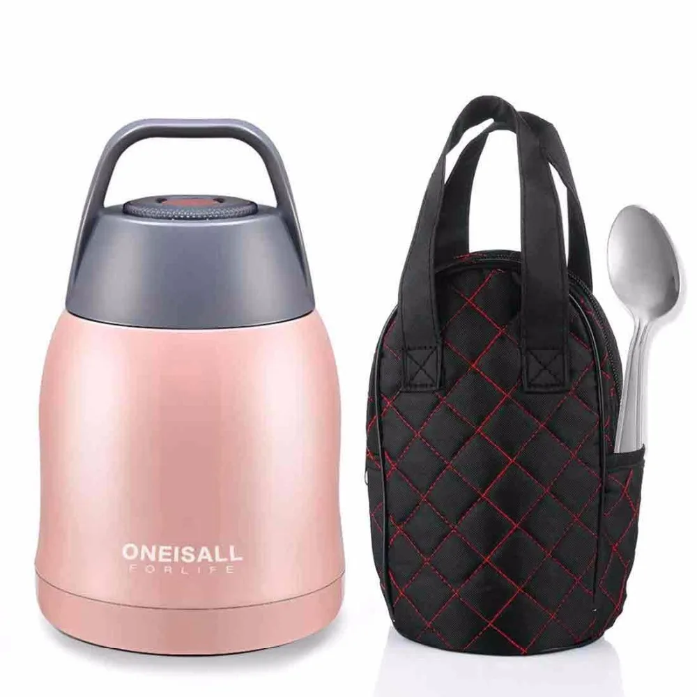 

ONEISALL 600ML Braised Beaker Thermal Stew Pot Insulation Soup Pot Barrels Students Lunch Box Stainless Steel Food Container