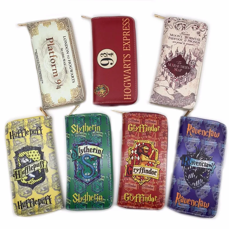 

Hot 7 Patterns Harri Potter Long Wallets Around-zip Coin Pocket Purse Cell Phone Pocket Billfold Action Figure Toy Gift
