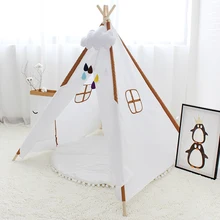 Четыре шеста Игровая палатка для детей Оксфорд ткань сплошной цвет детская палатка Tipi для детской комнаты игровой домик