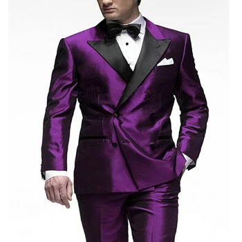 

Mens Classics Peak Lapel 3 Piece Suit Slim Fit Groom Tuxedo Wedding Men Suit Double Breasted Casual Formal Prom Business Blazer