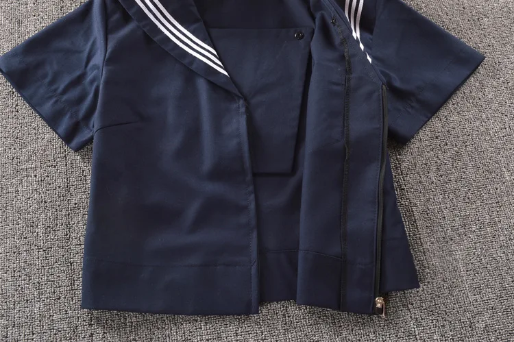 Женский летний комплект японской школьной формы JK, темно-синий костюм: рубашка с матросским воротником и коротким рукавом+ плиссированная мини-юбка+ бант