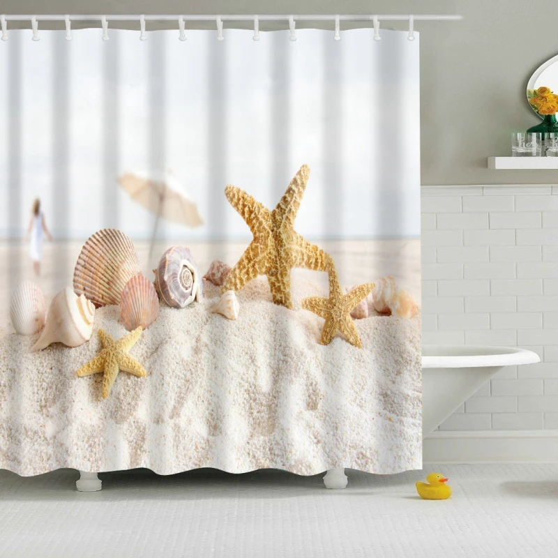 

Blue Sky White Clouds Beautiful Sandbeach Shower Curtain Bathroom Waterproof Curtain 180x180cm / 71x71 inch Free Shipping