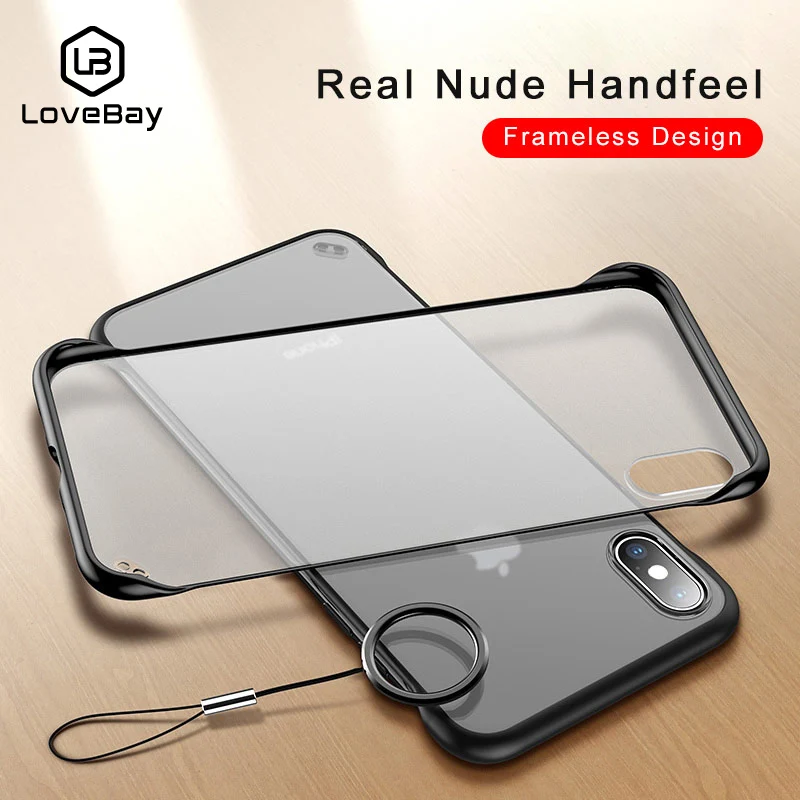 Lovebay الهاتف حقيبة لهاتف أي فون 6 6 s 7 8 زائد X XR XS ماكس الفاخرة فرملس حلقة تصميم فرك يستعصي PC ل فون X غطاء إطار هاتف محمول