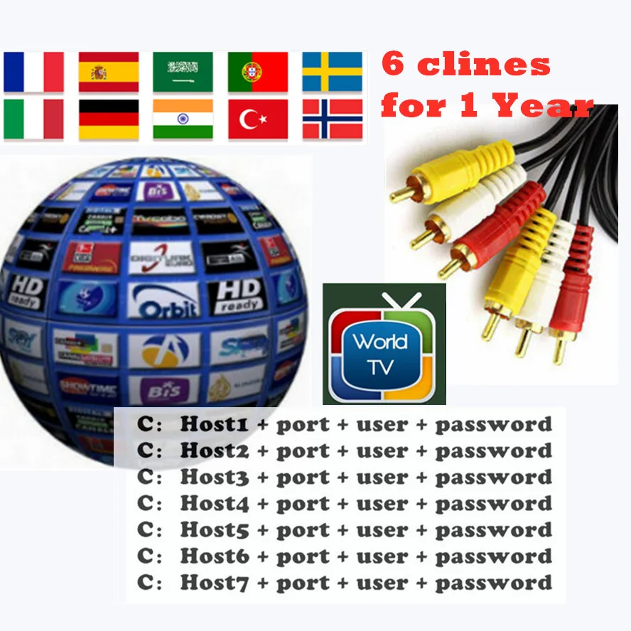 

2019 Cccams 6 lineas 1 YEAR Astra Hispasat DVB-S/S2 decodificador satelite servidor