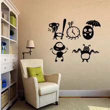 Наклейки мультипликационные забавные наклейки на стену с изображением монстра, наклейки на стену для кухни, стеклянные наклейки на дверь, наклейки на стену
