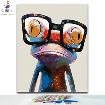 

DIY Coloring paints by numbers cool frog colorful animals pictures paintings by numbers with kits with diy frame 40x50 for kids