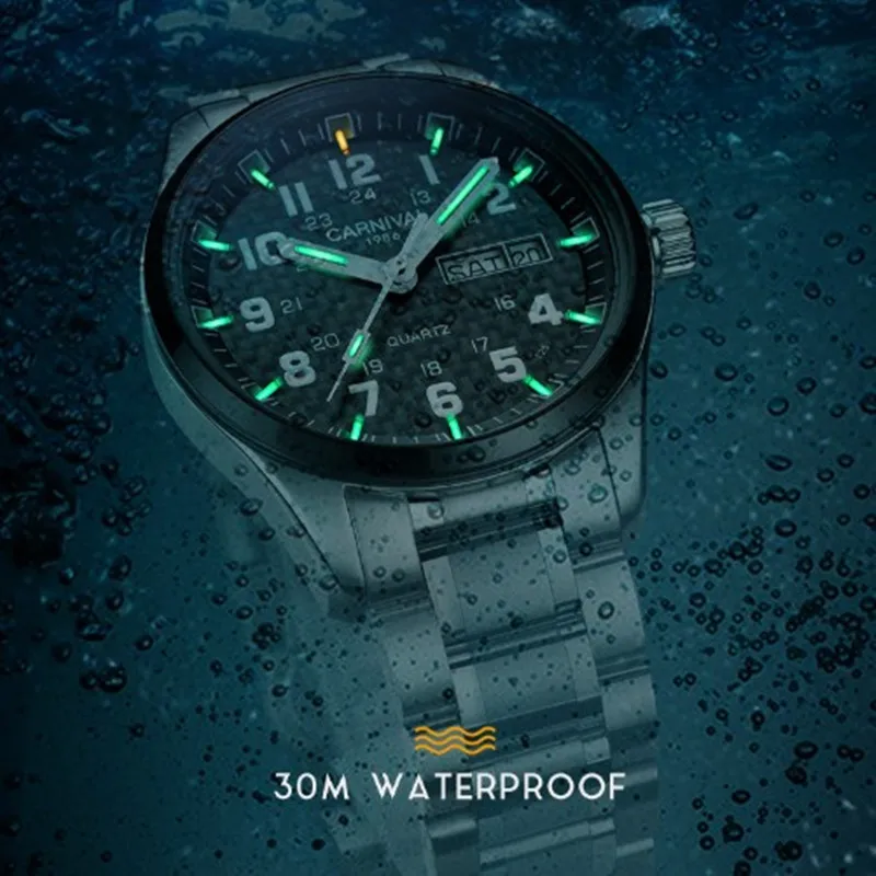 Мужские светящиеся часы Tritium T25 роскошные брендовые военные кварцевые из стали