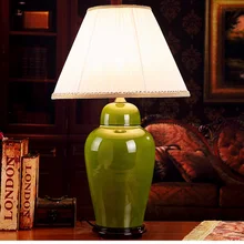 Зеленая китайская старинная для гостиной старинная настольная лампа фарфоровая Керамическая Настольная лампа Свадебная декоративная керамика настольная лампа