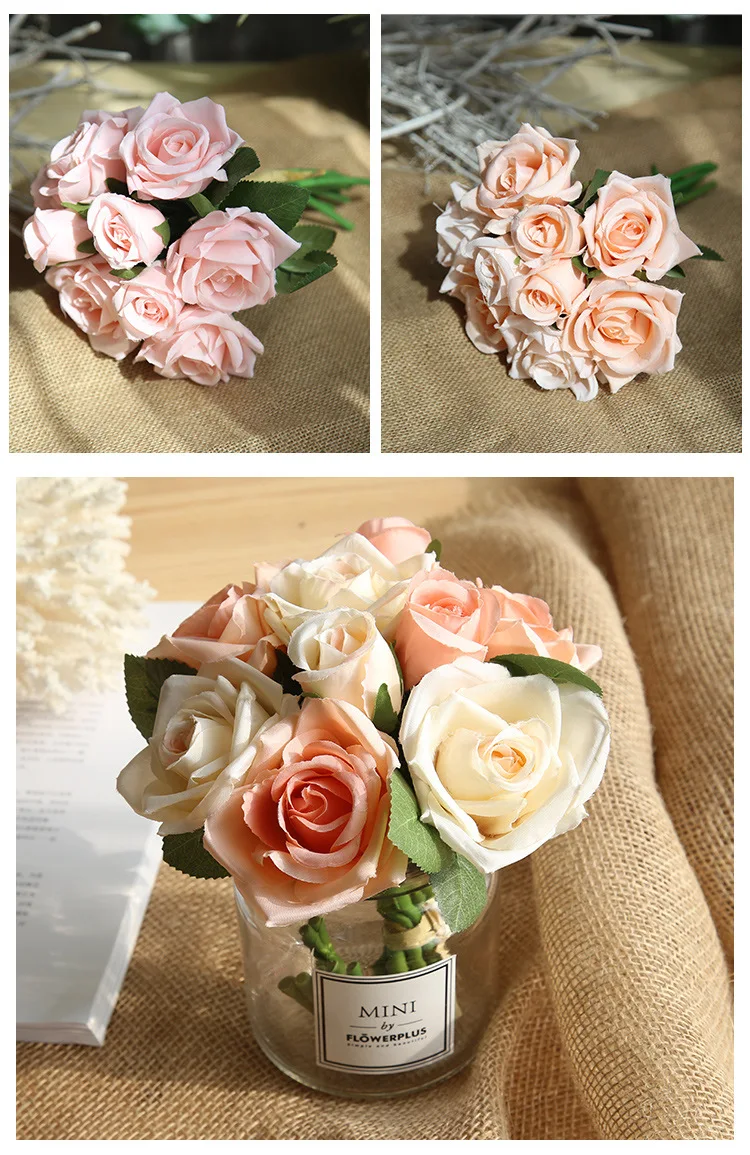 roses artificial flower silk pink white wedding flower decoration  (4)