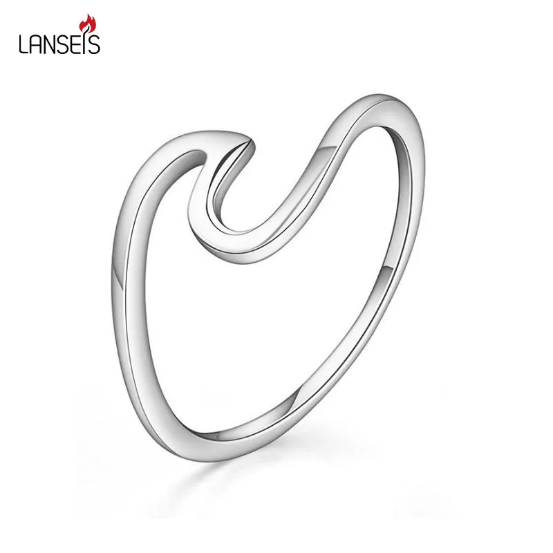 

925 Silver Wavy Unique Ring, Nautical Jewelry Gift For Lover, Jewelry For Travel Ring, 1Pcs 2019 Fashion Jewelry Ring For Women