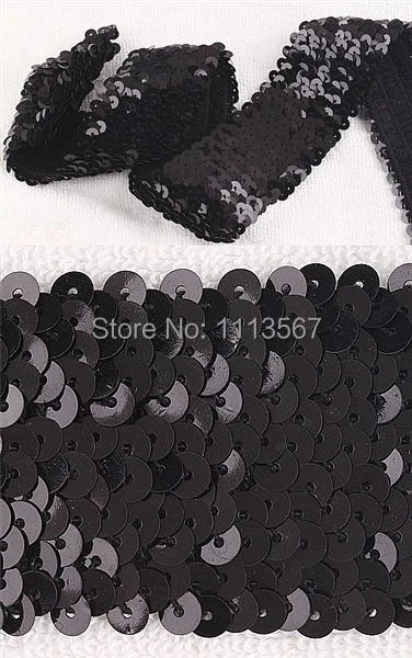 20yards Craft Black 3 Row Hand Beaded Trim Elastic Stretch Sequin Lace Ribbon Sewing T143A | Дом и сад