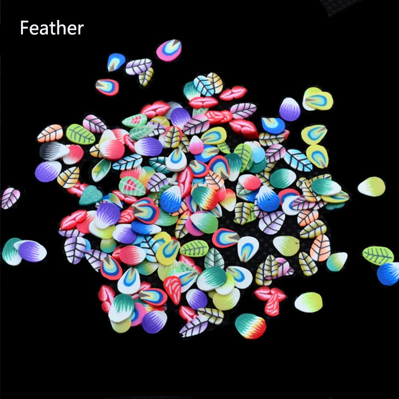 1000pc/bag Nail Art Decorations Fruit Flower Cartoon Smiley Heart Feather Animal Fimo 3d Manicure Polymer Clay Nails Sticker New