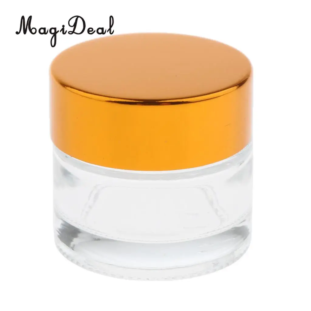 5 Pieces Aluminum Cap Glass Cream Empty Lip Balm Nail Arts Container Jars 5g 10g 20g 30g 50g