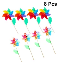 8 шт. пинховик DIY деревянный полюс Красочные ветряная мельница DIY игрушки для детей Детские вечерние подарки(смешанный принт