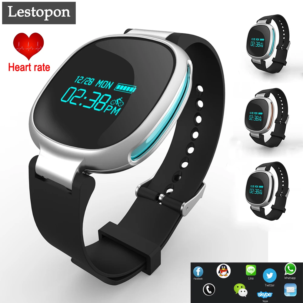 Lestopon Bluetooth 4 0 Heart Rate Smart Wristband Smartband Bracelet Tracker Fitness For IOS Android Waterproof