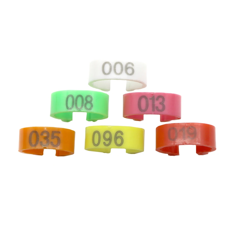 7 Colors 16mm Digital foot ring Poultry Buckle type Clip rings Farm equipment Chicken Identification ring 100 Pcs