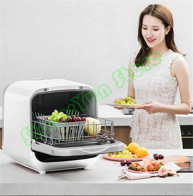 Excellent 220V Free Installation Dishwasher Home Automatic Desktop Mini Smart Brush Cleaning Machine Vegetable Fruit Tableware Cleaner 5