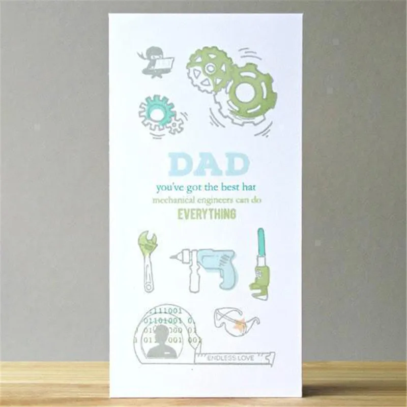 

Father's Day Engineers Tool Clear Stamps and Metal Cutting Dies Scrapbooking for 2019 New Craft Dies Set Embossing Stencils