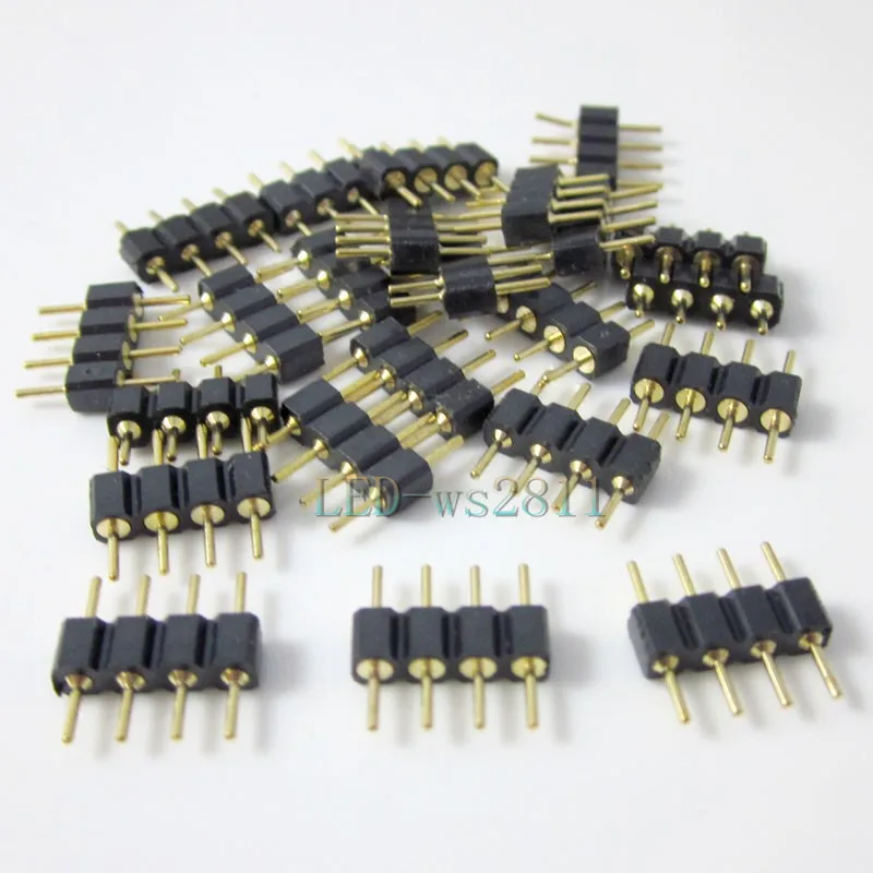 

LED 50 pcs 4pin RGB connector, 4 pin needle, male type double 4pin, small part for LED RGB