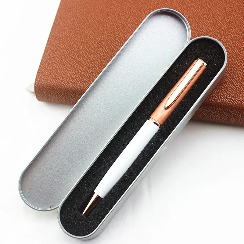 

Luxury high quality White rose gold for stainless steel Gift box Business office school supplies Ballpoint Pen New