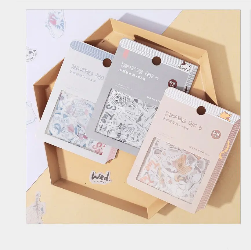 

45Pcs/pack Note For Journal cat cute black white cats weekly plan index decoration sticker DIY diary scrapbooking photo stickers
