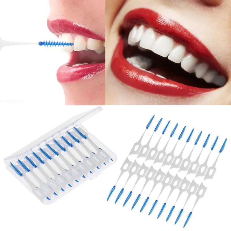 40pcs Interdental Brushes Dental Flosser Soft Silicone Teeth Cleaning