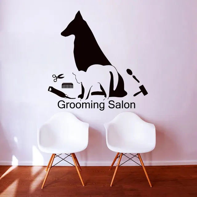 Us 7 29 Art Decor Petshop Grooming Salon Cat And Dog Wall Sticker Black Vinyl Removable Diy Home Decor M422 In Wall Stickers From Home Garden On