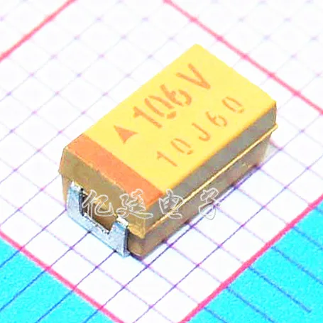 Пластырь танталовый конденсатор 106 мкФ 35V Тип C 6032 10% желтый Полярный дроссель 106V |