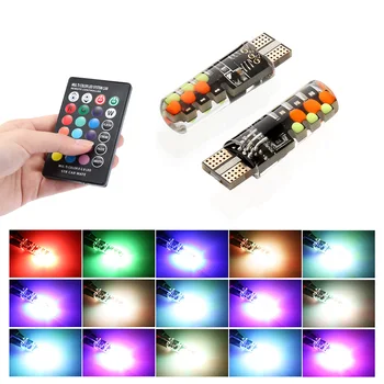 

Auto Interior Car Rgb LED Car Dome Atmospheric Light 12v Super Bright Bulb Car Internal Remote Control T10 6SMD 5050