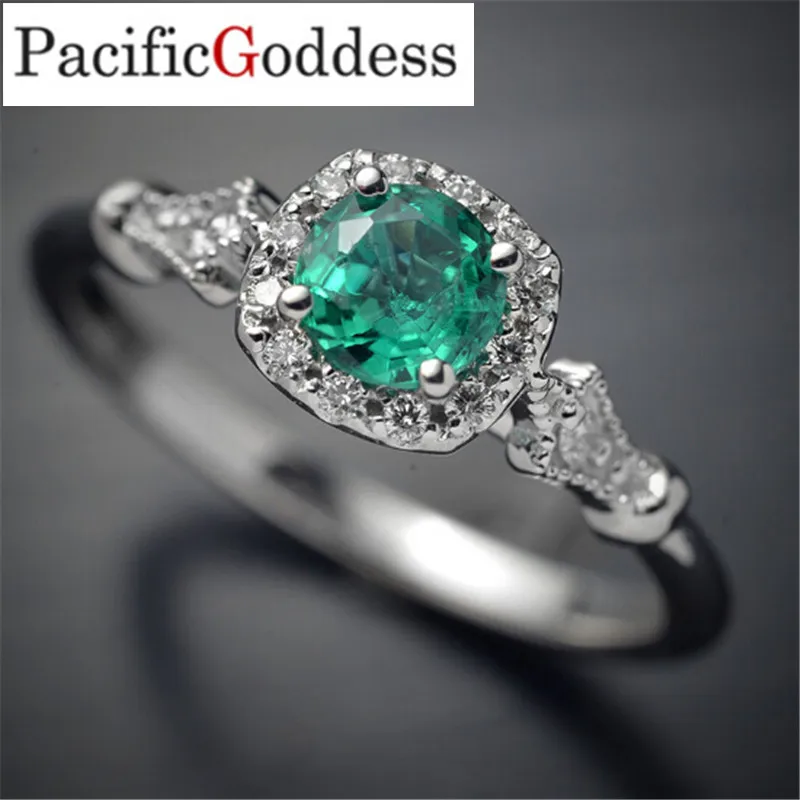 

pacificgoddess Austria Crystal Rings Finger big stone Ring Wedding Engagement Rings For girl Wholesale green color means wealth