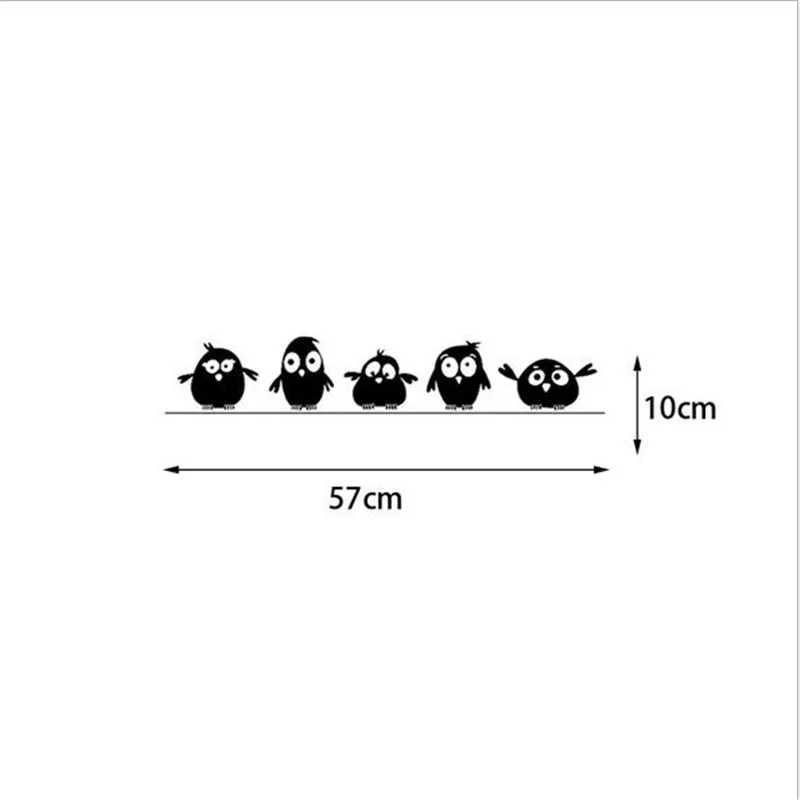 1PCS Carved New Five Black Bird Small Wall Stickers For Kids Rooms FUNNY Home Decorative Sticker Wall Decor DOOR STICKER 10*57CM