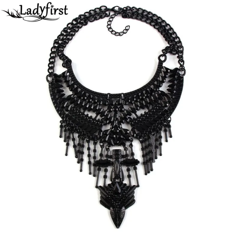 2016 New Hot sale Gun Black Statement Necklaces Pendant Collier Collar Choker Big Vintage Maxi Chunky