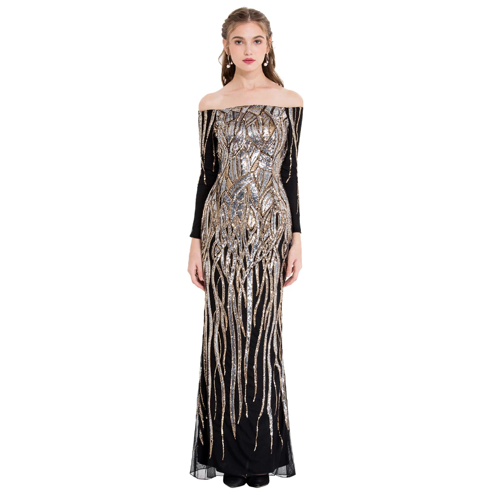 Женское Веч. Платье с блест. Angel-fashions золотистое вечернее платье открытыми