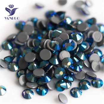 

YANRUO 2058HF All Sizes Montana AB Flat Back Hotfix Crystal Hot Fix Rhinestones Strass Stones For Clothes Decoration