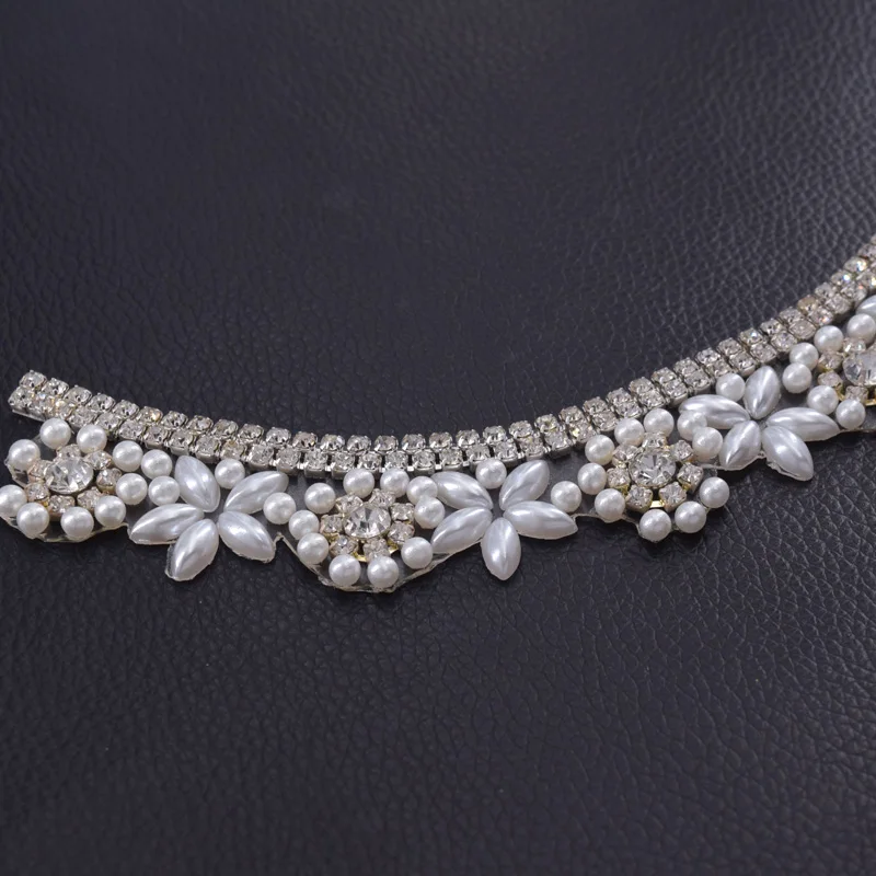 Rhinestone with pearl iron on necklines (4)