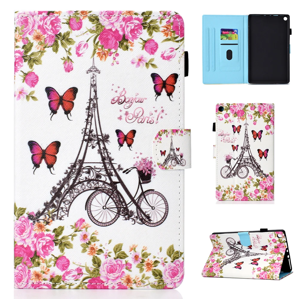 

Case For Amazon Kindle All-New Fire HD 8 2016 2017 2018 HD8 Case Funda Fashion Pattern Shell Auto Wake Up/Sleep Stand Card Slot